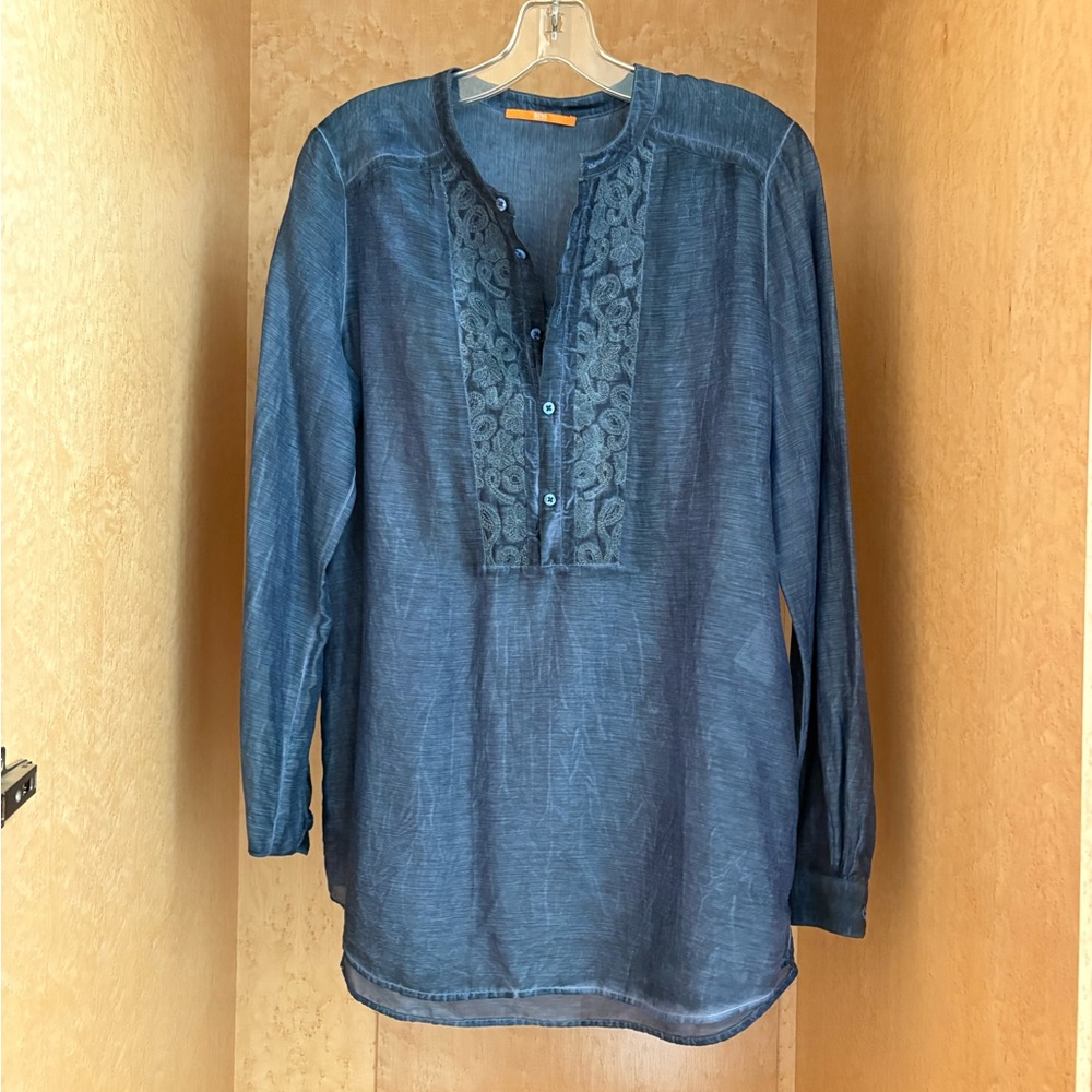 Boss Blue Blouse with Lace Detail
